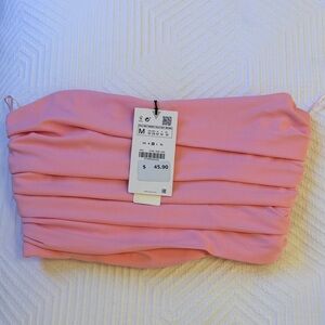 NWT Zara Pink Strapless Bustier Top